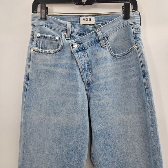 Agolde Criss-Cross Upsized Jeans (Sz 26) High Rise Straight Leg Suburbia - Picture 3 of 9